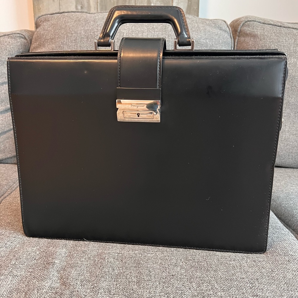 Salvatore Ferragamo Black Leather Briefcase